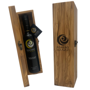 Estuche Artesanal de Madera de Olivo + AOVE Premium Temprano 25/26 de 500ml