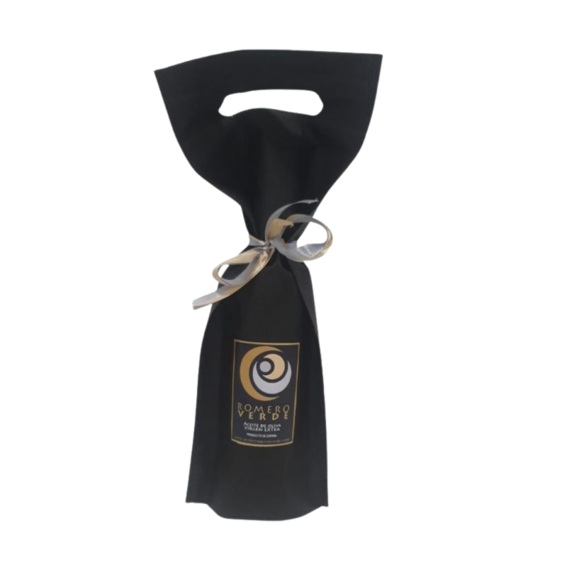 Bolsa de tela serigrafiada para botella de 500 ml.