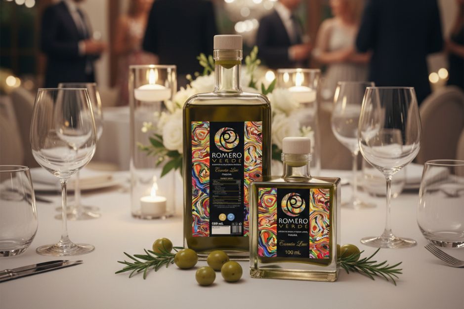 Essentia Line Aceite de Oliva Virgen Extra Premium para regalar eventos bodas AOVE Romero Verde online